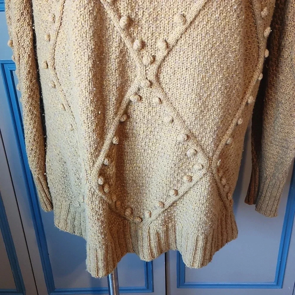 Anthropologie Moth Yellow Pom Pom Knit Sweater - Picture 5 of 15